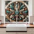 thumbnail image 2 of Ambesonne Rustic Kitchen Curtains, Southwestern Wreath Ethnic, 55"x24", Turquoise Redbrown and Tan, 2 of 3