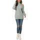 thumbnail image 2 of Suéter casual de manga larga con corte en los hombros y cuello alto para mujer Inspire Chic, XL, gris, otoño-invierno, 2 of 7