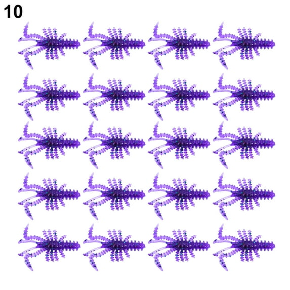 Opolski 20Pcs Artificial Shrimp Lure Reusable Flexible PVC Plastic Hairy Shrimp Bait Fishing Accessory