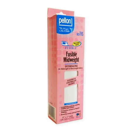 Pellon 931TD Fusible Midweight Fabric Interfacing, White 15" x 3 Yards Precut Package