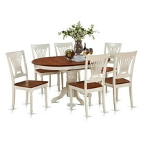 East West Furniture  7 Piece Dining Room Table Set- an Oval Kitchen Table and 6 Dining Chairs, Buttermilk & Cherry