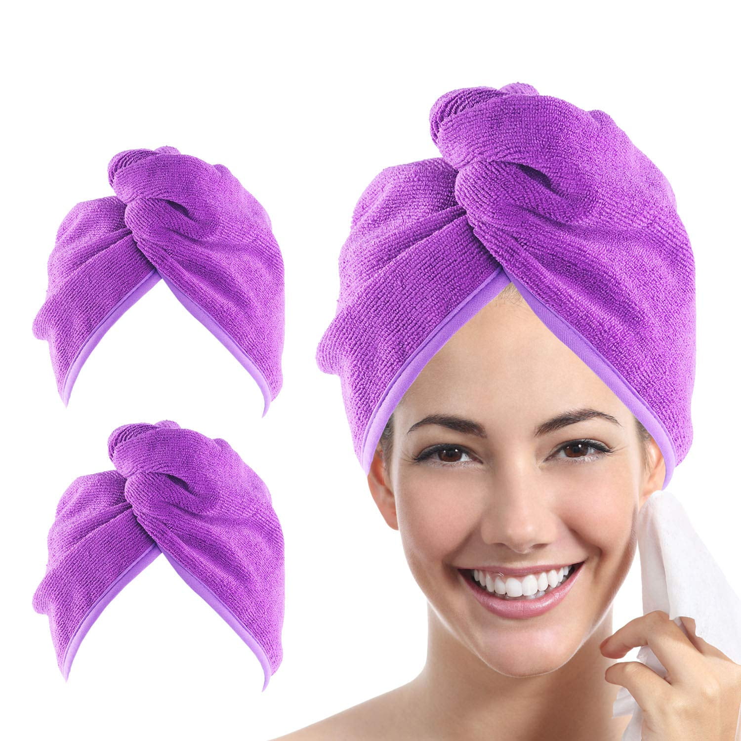 Amazon.com : YFONG 3 Pack Microfiber Hair Towel with Button, Super  Absorbent Fast Drying Hair Wraps for Curly Hair, Anti Frizz Microfiber Towel  for Women : Beauty & Personal Care