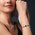 thumbnail image 4 of 925 Silver & 10K Yellow Gold Blue Created Sapphire Green Malachite & Lab Grown Diamond Bracelet for Women | 7.36 Cttw | Gemstone September Birthstone | Oval 10X8MM and 8X6MM | Fully Adjustable 9 inch, 4 of 5