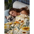 thumbnail image 3 of Mushroom Queen Size Flat Sheet, Wrinkleproof & Fadeproof Cooling Flat Bed Sheet Only, Sunflowers Spring Floral Summer Botanical Breathable Soft Bedding Top Sheets 90 x 102 Inches, 3 of 8