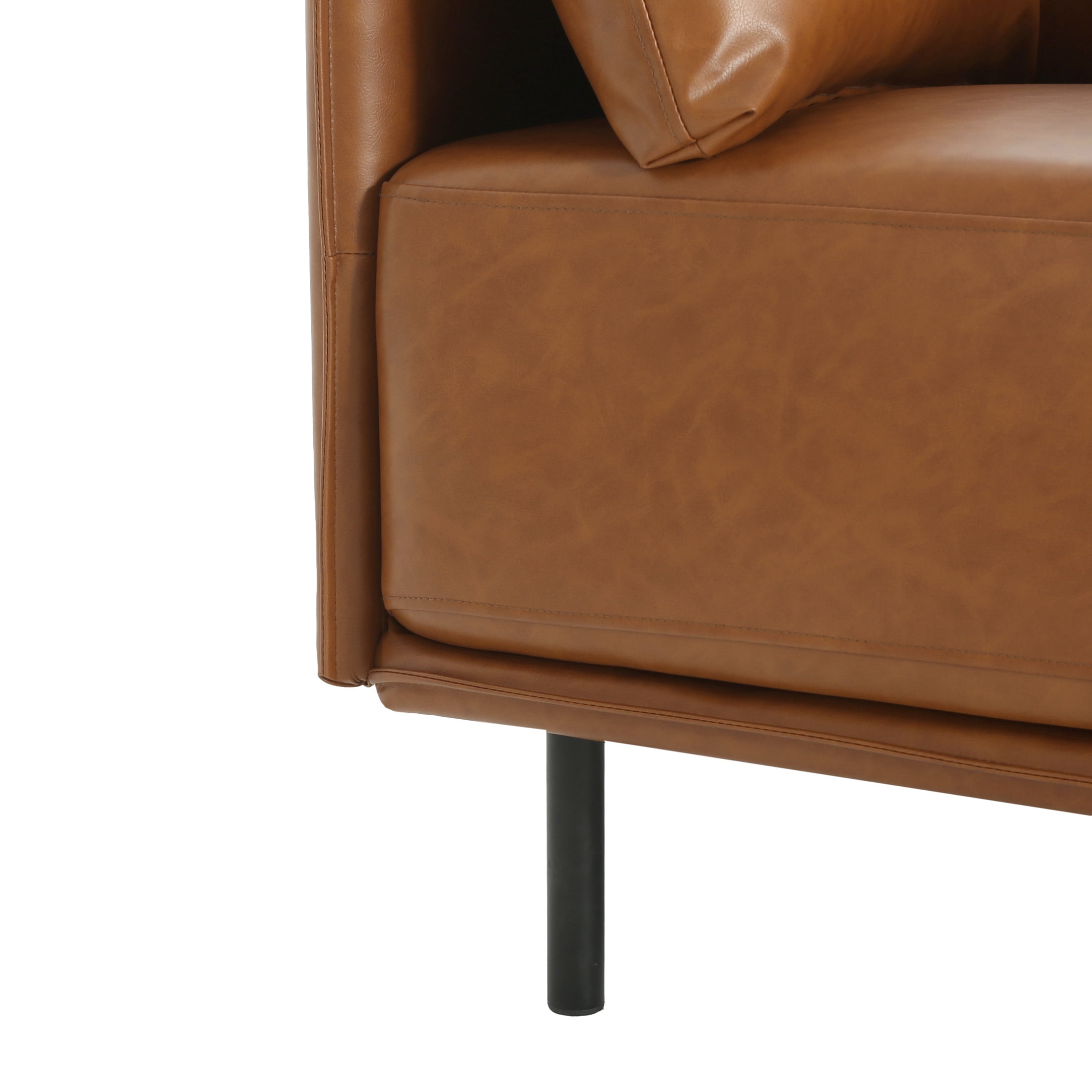 Noble House Cozy Seating Faux Leather Lounge Chair Vintage Chair with Steel Leg for Living Room, Brown