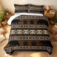 thumbnail image 3 of Erosebridal Vintage Aztec Bed Spread Queen, Traditional Stripe Queen Coverlet Set, Walnut Brown Cream 3pcs, 1 Quilt and 2 Pillowcases, 3 of 7