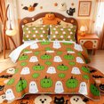 thumbnail image 2 of Manfei White Ghost Print Bed Spread Queen,Funny Halloween Pumpkin Queen Coverlet Set,3pcs,1 Quilt and 2 Pillowcases, 2 of 7