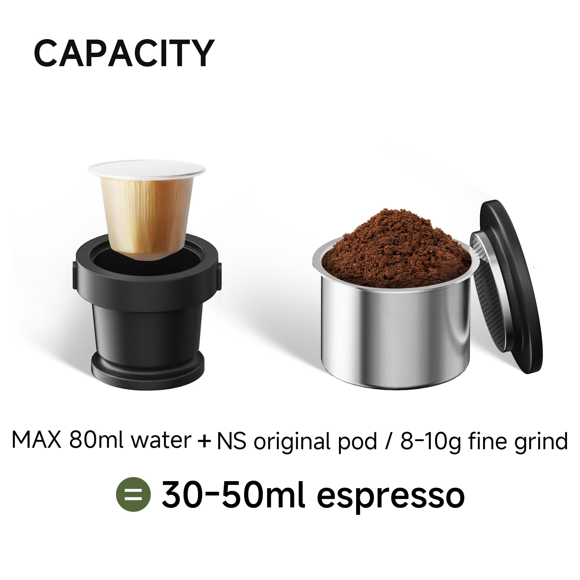 HiBREW H4D Manual Espresso Maker, Portable Hand-Pump Coffee Machine with Cup, Compatible with Ground Coffee & Nes Pods