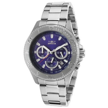 Invicta Men's Pro Diver 45mm Steel Bracelet & Case Flame-Fusion Crystal Quartz Blue Dial Watch 17360