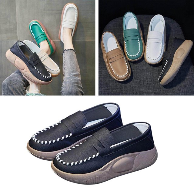 Chaussures Décontractées pour Femmes Confortables à Enfiler Semelle Souple pour Marche Intérieure Extérieure Noir 38
