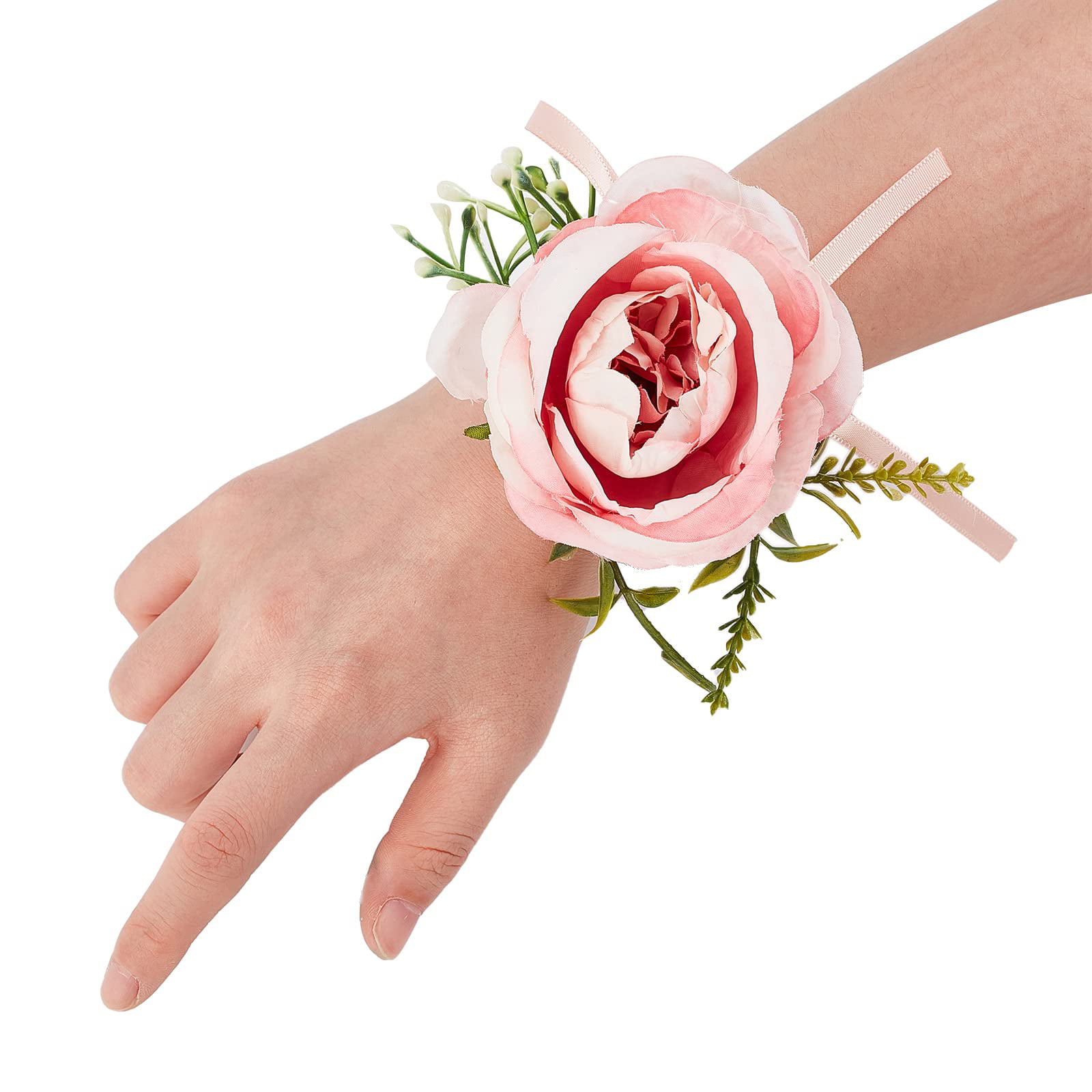 Rose Corsage Bracelet, Wedding Wrist Corsage With Rhinestone And Pearl  Flowers Decor (pink) Yue Chi