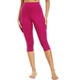 thumbnail image 6 of NELEUS Womens Tummy Control High Waist Capri Yoga Leggings with Pocket,Blue+Wine Red+Rose Red,US Size XL, 6 of 9