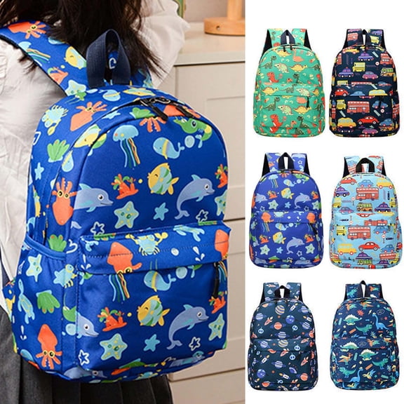 jiaxiM School Backpacks Solid Color Nylon Dinosaur Zipper Double Shoulder Lightweight School Bag for Ages 3rd 4th 5th 6th, Daycare, Primary School, Travel, Outings