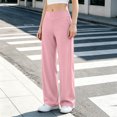 thumbnail image 5 of hoksml Women's Straight Leg Pants V Waist Wide Waistband Casual Pants with Pockets, 5 of 8