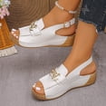 thumbnail image 6 of Bkhluea Women Chain Buckle Wedge Ankle Strap Sandals Slip On Comfortable Footwear For Casual Outdoor Party Daily Activities, 6 of 7