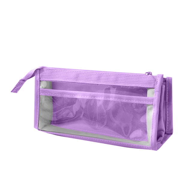 Dvkptbk Pencil Pouch for School Supplies, Clear Pencil Pouch with Zipper, Large Cute Pencil Case, Stationery Organizer Pencil Pouch for Girls, School Supply Pouch (Purple)