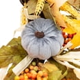thumbnail image 5 of Northlight Velvet Pumpkins and Wheat Artificial Fall Harvest Wreath - 24", 5 of 9