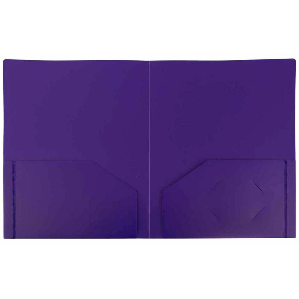 JAM Paper Plastic Heavy Duty Plastic 2 Pocket School Presentation Folders, Assorted Primary Colors, 12/pack