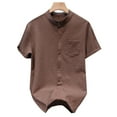 thumbnail image 3 of Chiccall Mens Textured Button up Shirts Short Sleeve Casual Summer Beach Vacation Stylish Shirt Tops CoffeeM, 3 of 5