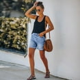 thumbnail image 6 of biudgviw Jeans for Women Wide Leg Bermuda Denim Shorts Summer Lounge Cuffed Hem Cute Ripped Shorts with Pockets, 6 of 7