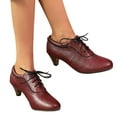 thumbnail image 5 of Vintage Heels For Women Stacked Heel Witch Shoes Lace Up Work Shoe, 5 of 6