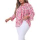 thumbnail image 4 of Blusa floral de mujer de talla grande Agnes Orinda con pliegues, cuello en V y mangas 3/4, 3X, rosa oscuro, 4 of 6