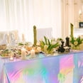thumbnail image 4 of Mantel de plástico arcoíris, cubierta de mesa Rectangular, mantel de lámina holográfica, decoración de fiesta de arcoíris, 4 of 7