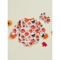thumbnail image 5 of FEORJGP Halloween Clothes for Infant Girl Bodysuits 0 3M 6M 12M 18M Newborn Long Sleeve Rompers Crew Neck Bow Pumpkin Print Jumpsuits with Hairband To Girls Fashion Cute Casual Comfy Outfits, 5 of 7