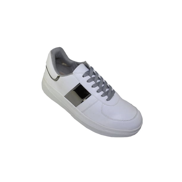 TENIS CASUAL LEON MUJER BLANCO CON GRIS POLIPIEL CABRA 5000 LEON 5000p