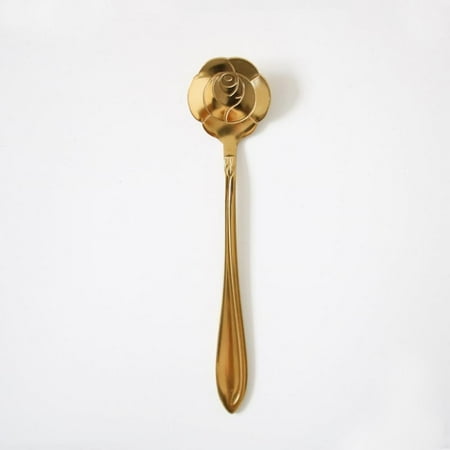 

Japanese Style Stainless Steel Solid Color Coffee Spoon Flower Stirring Spoon Golden Rose