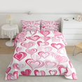 thumbnail image 2 of Castle Fairy Love Heart Print Full Size Comforter Sets 3-Piece for Adults Female Men,Abstract Graffiti Stripes Bedding Comforter Set,Happy Valentine's Day Lightweight Bedding Sets, 2 of 8