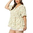 thumbnail image 4 of Agnes Orinda Women's Plus Blouse Floral Layered Flare Hem Casual Peplum Tops, 4 of 6