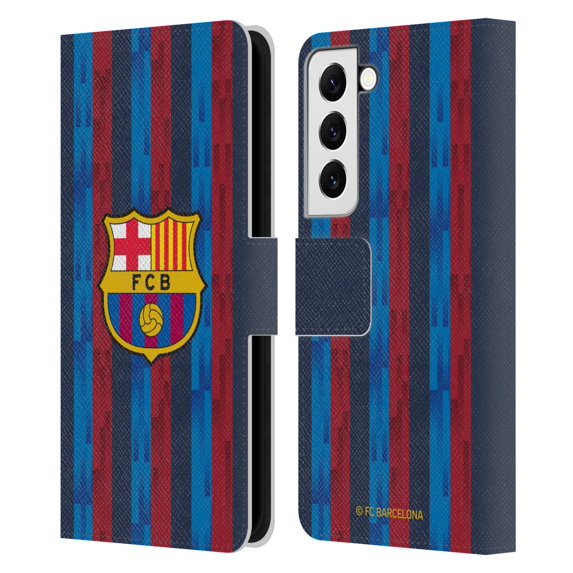 Head Case Designs Officially Licensed FC Barcelona 2022/23 Crest Kit Home Leather Book Wallet Case Cover Compatible with Samsung Galaxy S22 5G