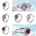 thumbnail image 4 of CILENON Gold Band Ring Woman Ring Jewelry Gold Plated Color Love Ring Simple Round Stone Ring Gold Engagement Rings for Women Thumb Rings for Women Ring Set for Women(Purple,9), 4 of 4