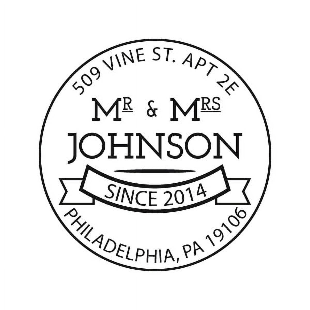 Personalized Round Self-Inking Rubber Stamp - Mr and Mrs Johnson
