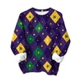 thumbnail image 3 of TaTaai Femmes Imprimé Mardi Gras Mode Chandail en Molleton Col Rond Ample Haut Décontracté Manches Longues Sans Capuche Chandail pour Usage Quotidien Rue Bureau Doux Confortable Élégant Cadeau, 3 of 3