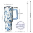 thumbnail image 2 of OBREWU Blue Pioneer Flower Tumbler with Handle and Lid,Blue Pioneer Flower 40oz Double Wall Vacuum Insulated Tumbler,Cups Gift for Women and Men, 2 of 7