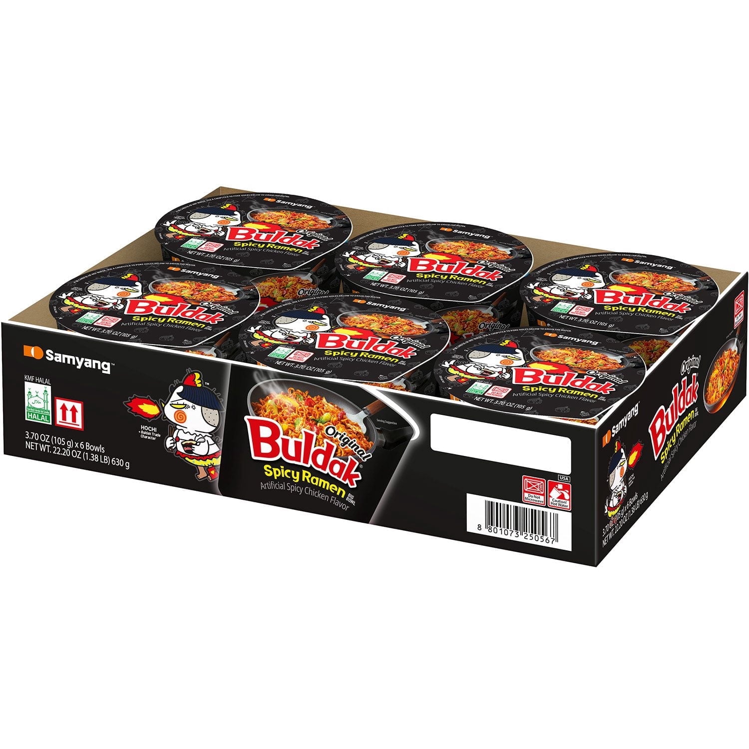 Samyang Buldak Original Spicy Chicken Ramen Bowl, 3.7 oz., 6 pk.