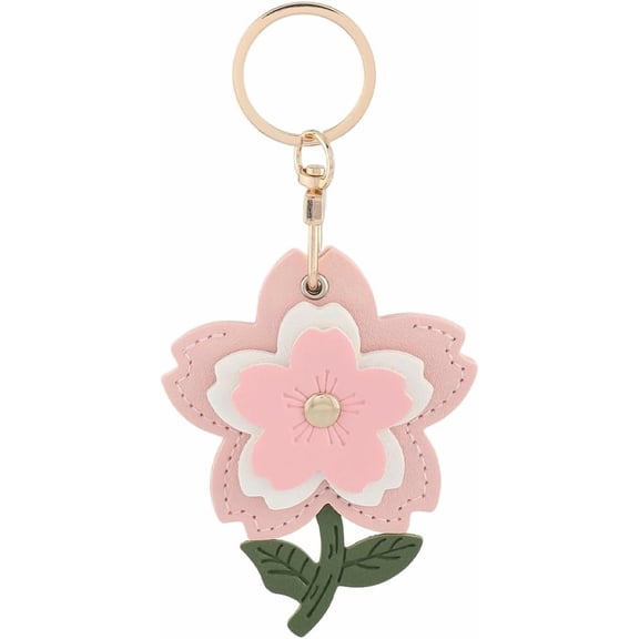 1 Box Pink Floral Keychain Flower Bag Charm Spring Cherry Blossom Cute Sweet Gold Alloy Ring Leather Keychain Holder Case for Bag Purses Backpacks Key Chain Birthday Mother Supplies