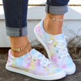 thumbnail image 4 of Zapatillas De Deporte De Lona Con Teñido Anudado En Bloque De Color Para Mujer, Zapatillas De Deporte Informales Antideslizantes Con Cordones, Zapatos Ligeros Y Cómodos Para Caminar, 4 of 4