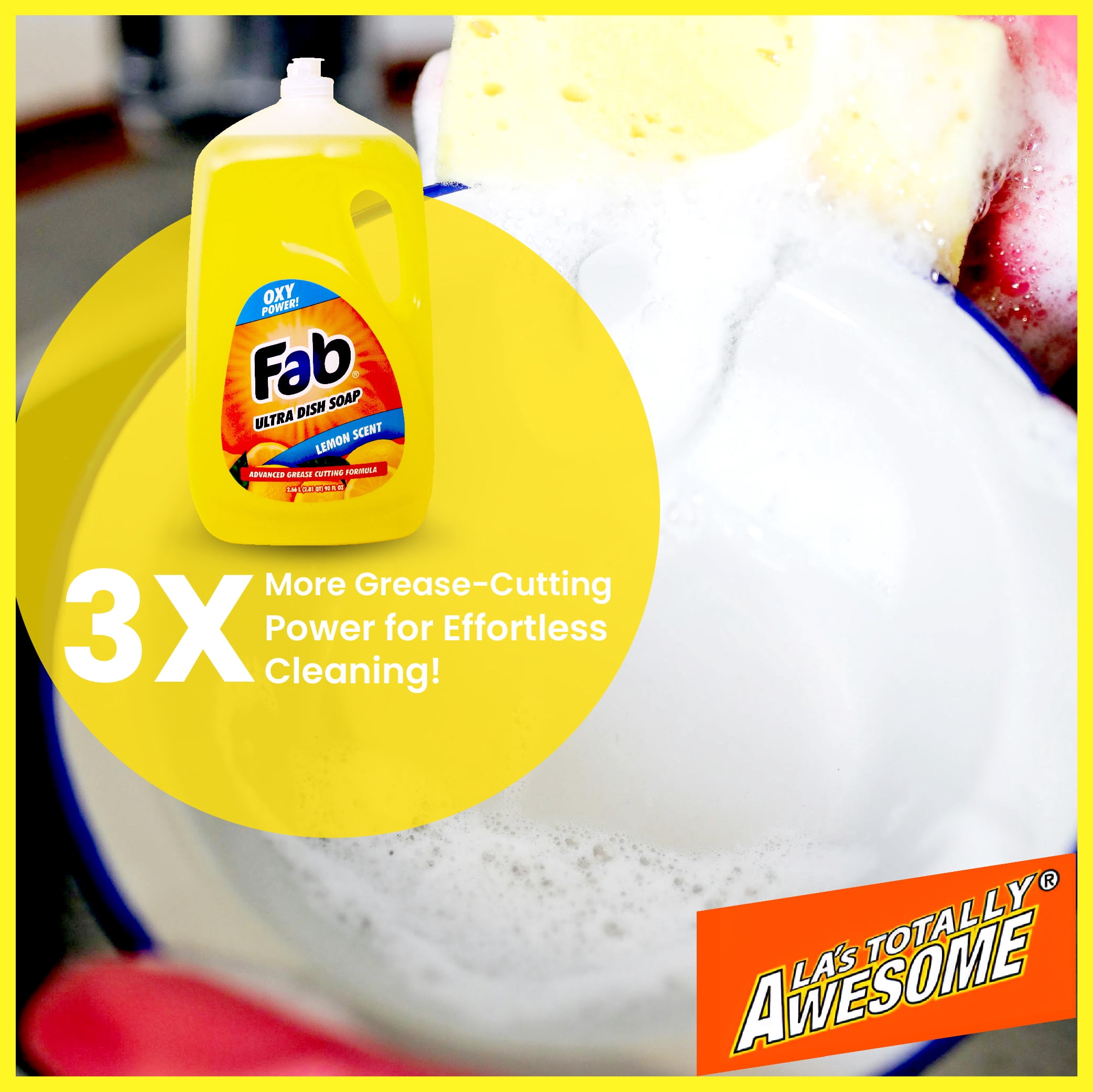 Fab Dishwashing Liquid Dish Soap, Lemon Scent, 90 fl oz (Pack of 2)