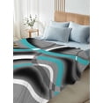 thumbnail image 4 of Turquoise Geometric Twim Size Flat Sheet, Wrinkleproof & Fadeproof Cooling Flat Bed Sheet Only, Grey Classic Abstract Lines Striped Breathable Soft Bedding Top Sheets 66 x 96 Inches, 4 of 8