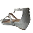 thumbnail image 4 of Christy-8 Girl's Big Kid Fashion Sparkle Rhinestone Party Bridal Platform Wedge Dress Sandals Silver Glitter 11, 4 of 7