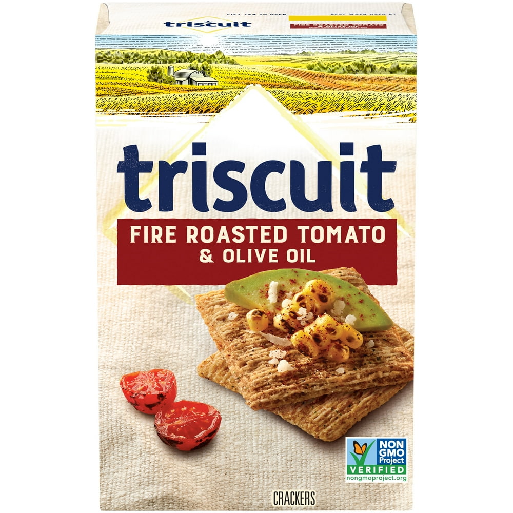 TRISCUIT Crackers, Fire Roasted Tomato & Olive Oil Flavor, 1 Box (8.5