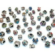 Buckets of Beads Silver Pack Of 20 Assorted Rhinestone Charm Beads. Fits All Major Charm Bracelets.