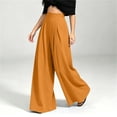 thumbnail image 4 of XuJwPNcy Women Palazzo Pants Wide Leg Baggy Flowy Pants Comfort Soft Pleated Front Vacation Trousers(Yellow,X-Large), 4 of 6