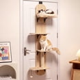 thumbnail image 2 of Gymax Door Hanging Cat Climber w/Plush Bed Scratching Post Carpeted Jumping Platforms Beige, 2 of 10