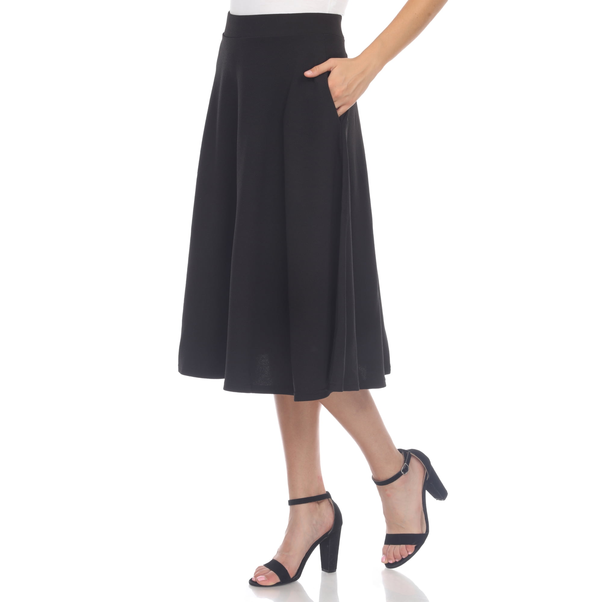White Mark Women's Flared Midi Skirt