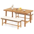 thumbnail image 1 of Gymax 3-Piece Patio Dining Set Rectangular Table & 2 Benches w/1.97'' Umbrella Hole, 1 of 10