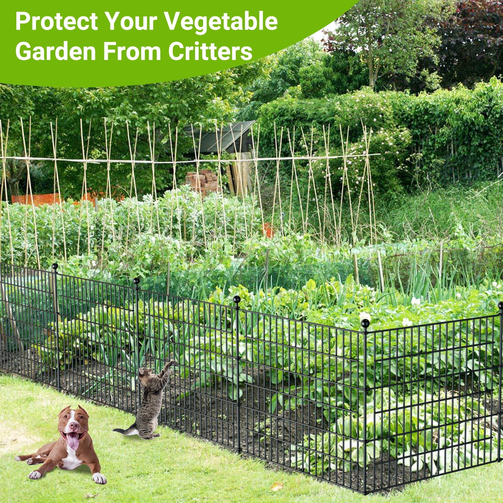 Decorative Garden Fence, No Dig Decorative Fence for Outdoor,Yard, Patio,32 in(H)  Animal Barrier Rustproof Metal Wire Panel,Temporary Dog Fence